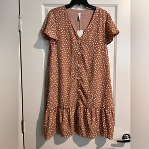 Peachy brown button dress